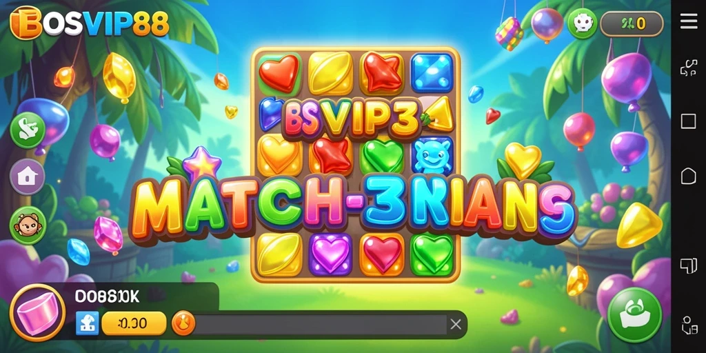 Tampilan gameplay BOSVIP88 dengan keseruan faktor Match-3.