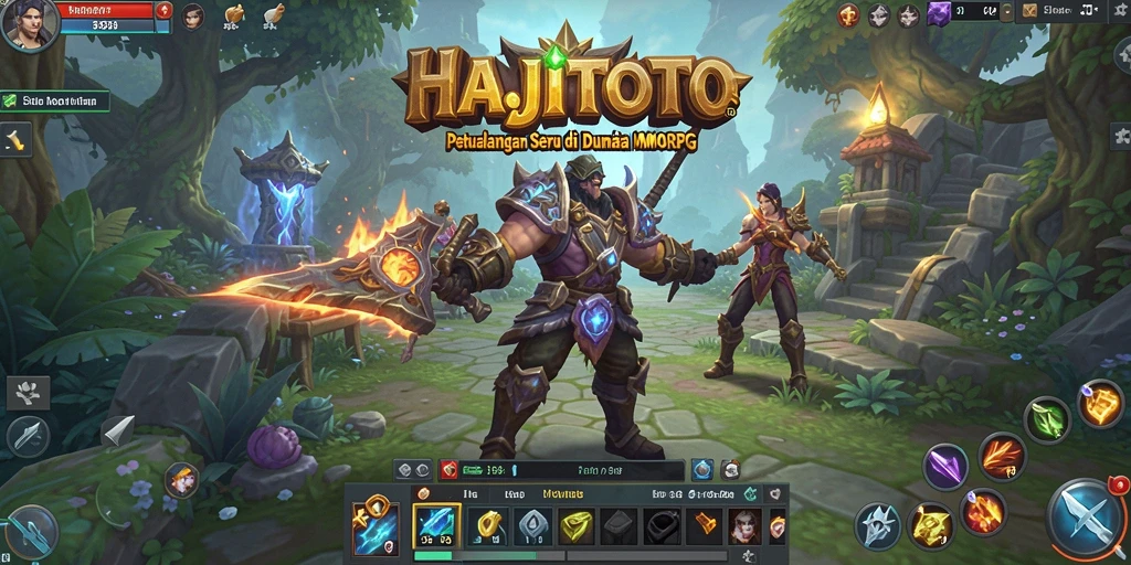 Screenshot gameplay HAJITOTO menampilkan karakter beraksi di medan pertempuran MMORPG.