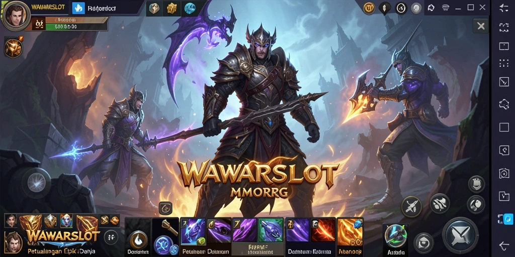 Tampilan gameplay epik dari WAWARSLOT dalam dunia MMORPG.